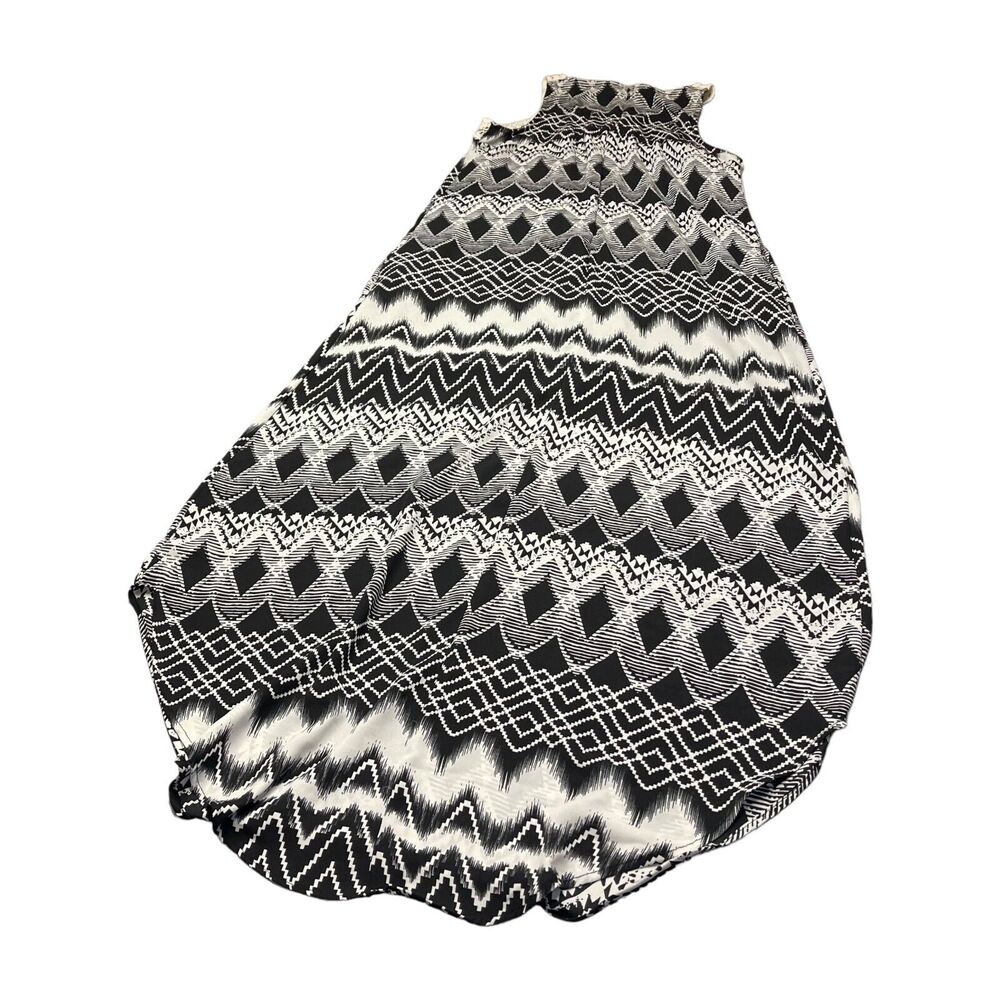 Ny Collection Maxi Dress Girls Small Black White Geometric Crochet Neck Back Zip - Picture 2 of 7
